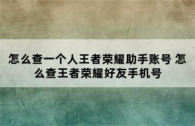 怎么查一个人王者荣耀助手账号 怎么查王者荣耀好友手机号